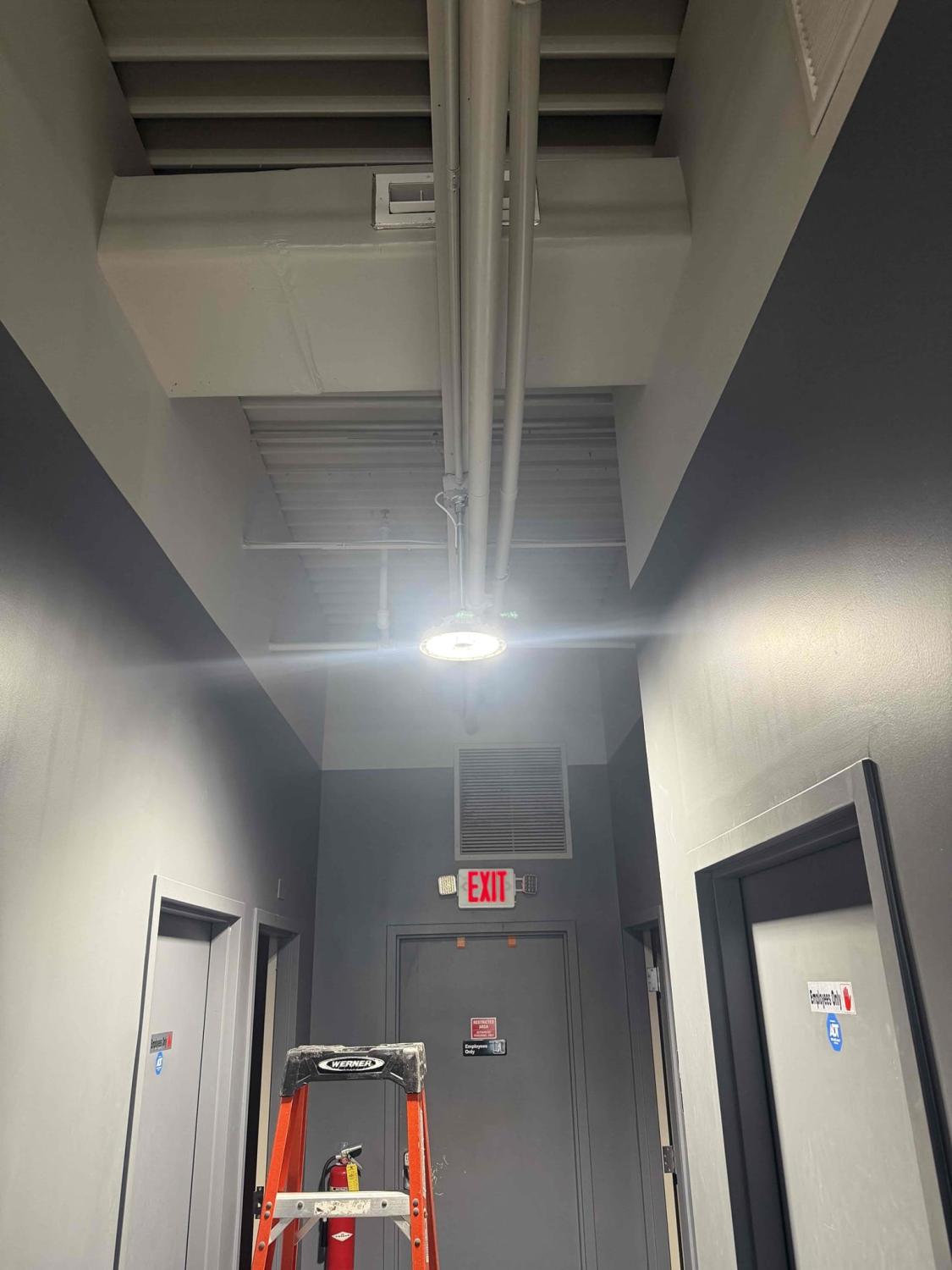 LED low bay light Naples light fixture replacement Naples FL commercial lighting electrician LED Low Bay Light Fixture Replacement – Naples, FL